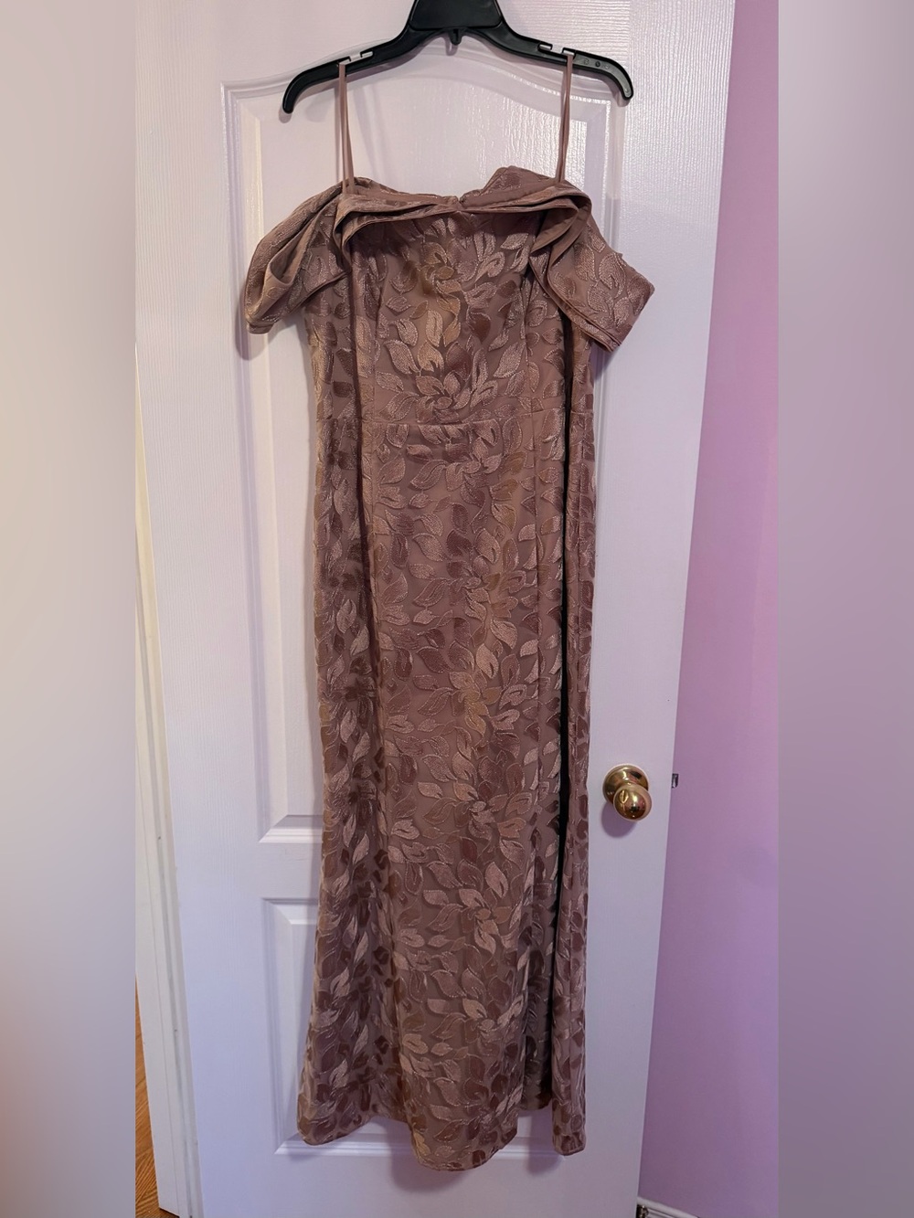 JS Collections Mauve Floral Off-Shoulder Maxi Dress
